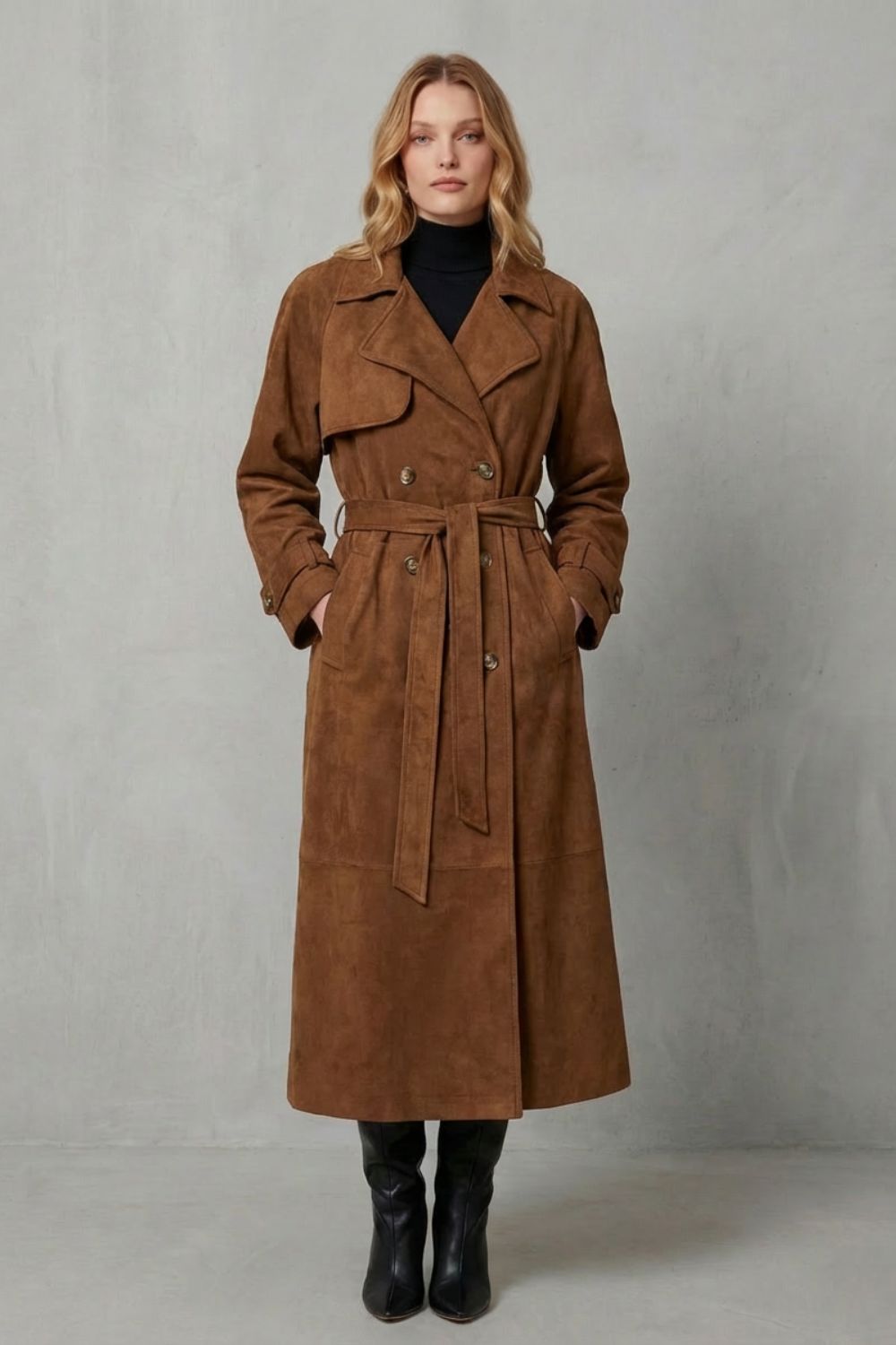 Suede Trench Coat