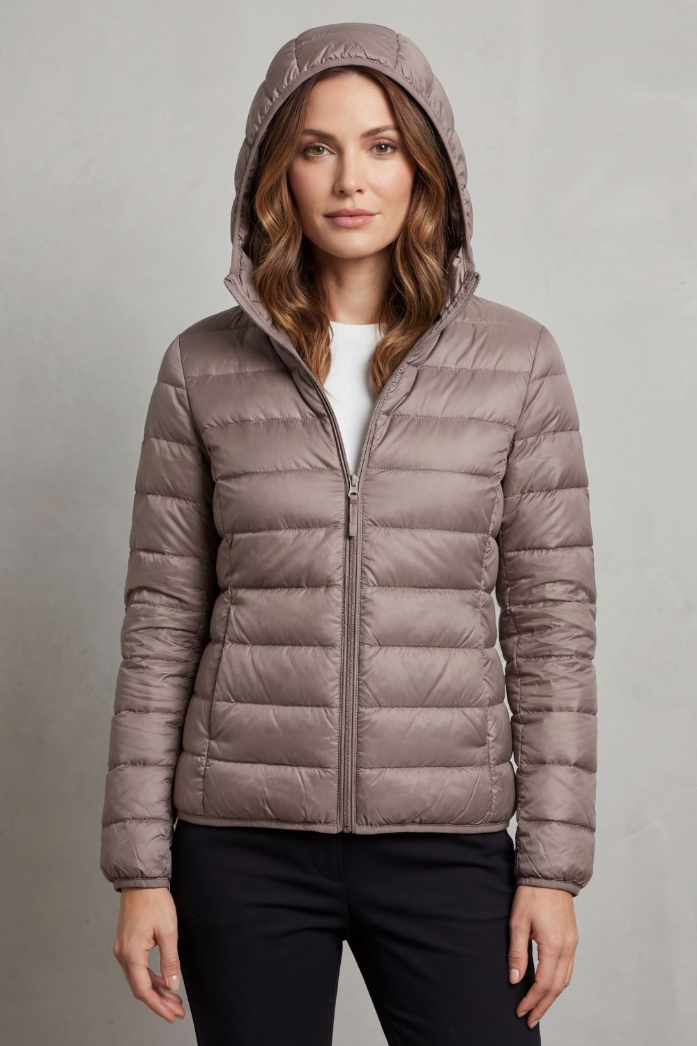 Zip Packable Hooded Puffer Jacket