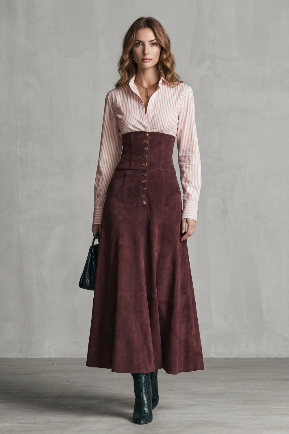 A-Line Button Front Maxi Dress