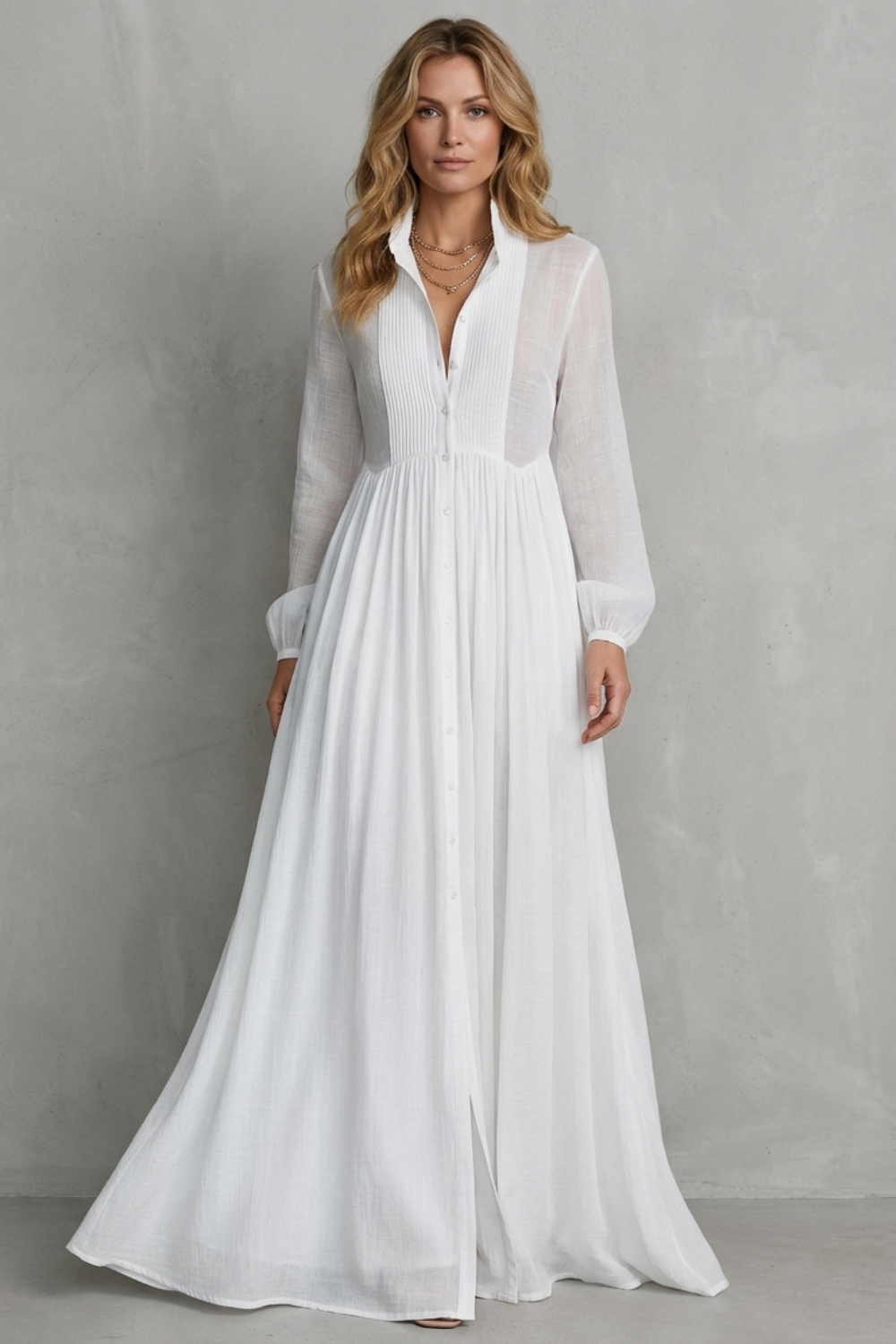 Long Sleeve Pleated Effortless Holiday Elegance