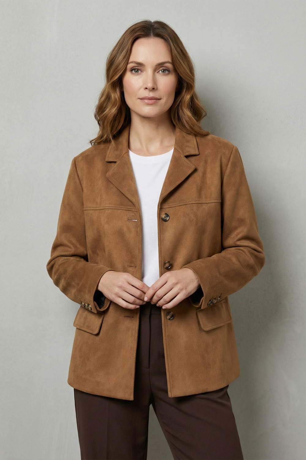 Lapel Suede Blazer