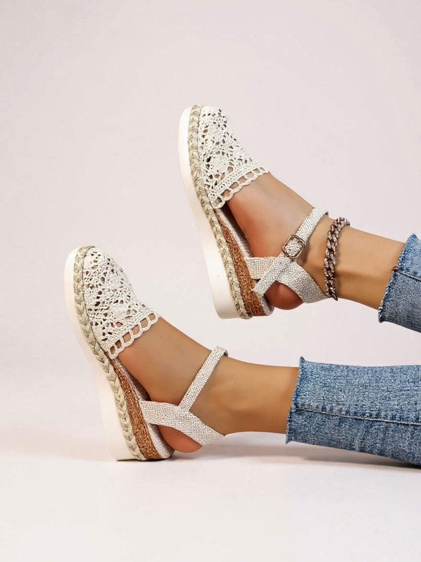 Boho Wedge Espadrille Sandals Ankle Strap Summer