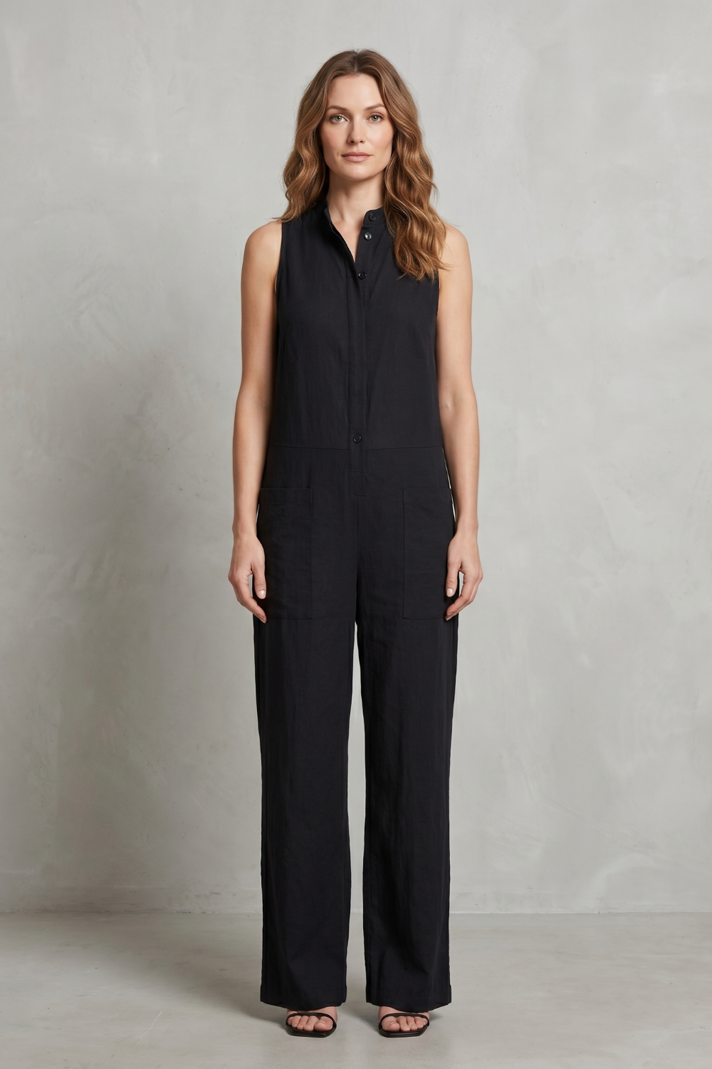 Relaxed Sleeveless Wide-Leg Jumpsuit