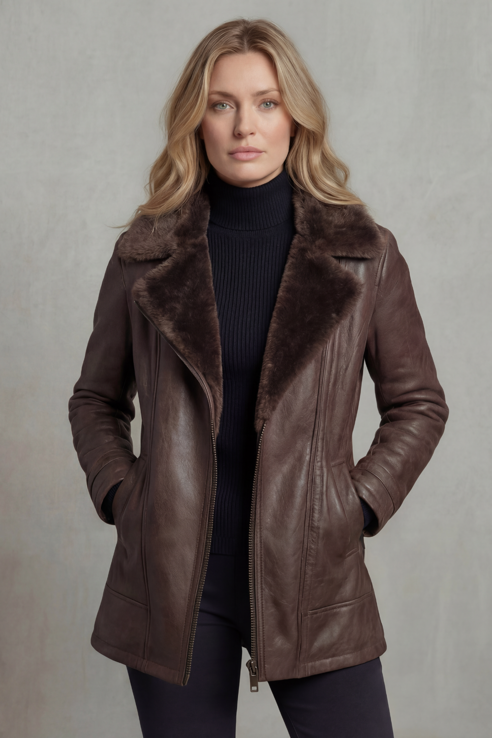 Tailored Zip Leather Jacket