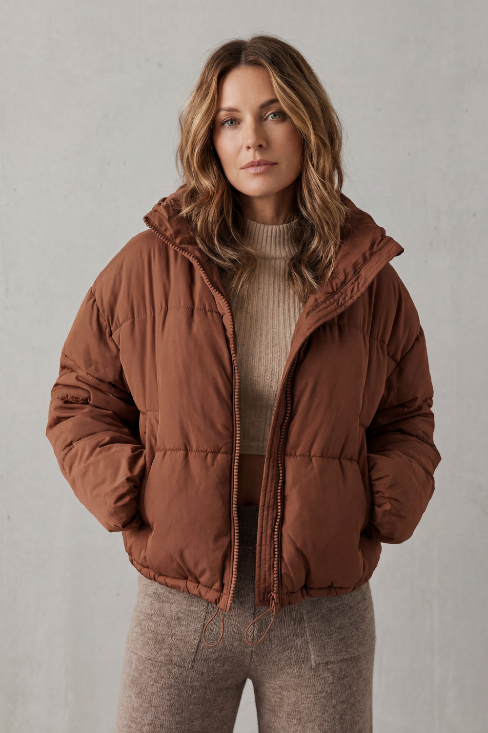 High Neck Oversized Cropped Puffer Jacket