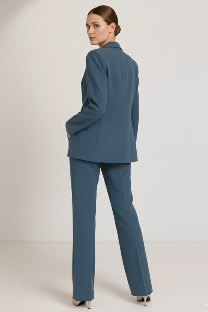 Blazer Straight Leg Trousers Suit Set Formal
