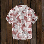 Japanese Art Print Linen Shirt Casual Statement