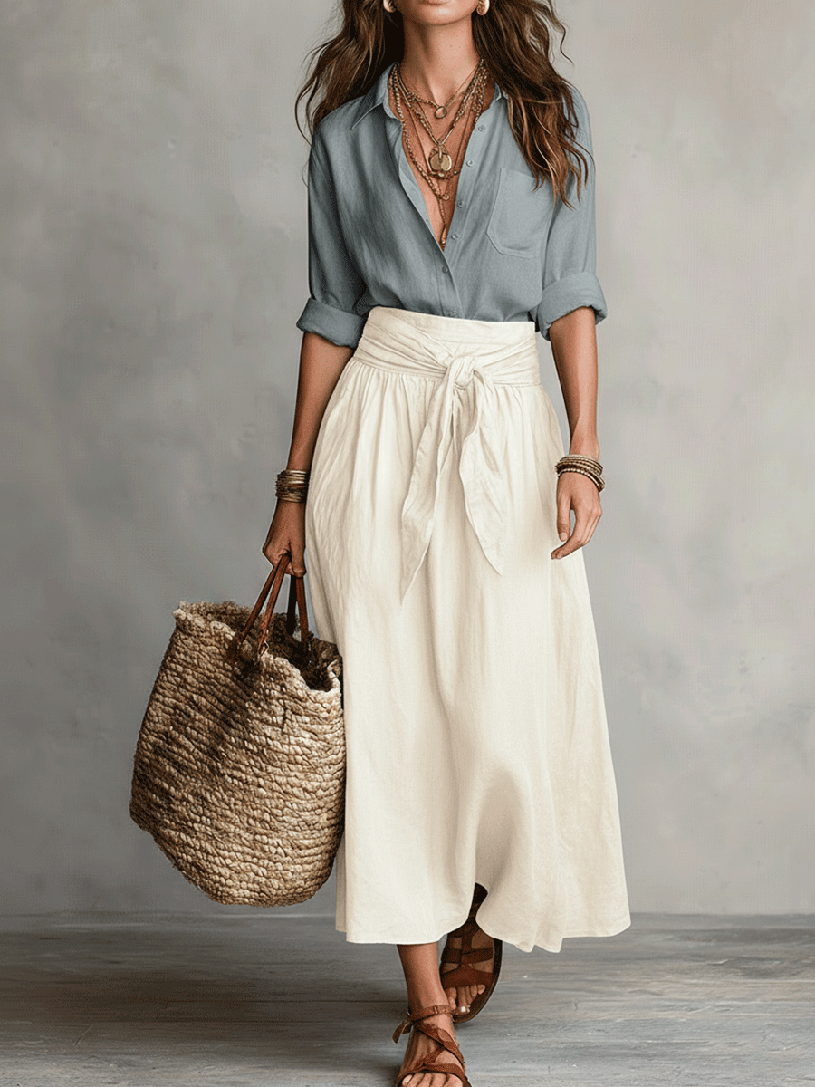 Boho Flowy Skirt Top Two-Piece Co-Ord Set