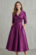 Satin Pockets Midi Dress