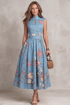 Floral Keyhole Midi Dress