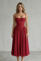 Pleated Midi Women’s Sleeveless Structured Dress