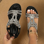 Orthopedic Sandals Flat Rhinestone Embellished Summer