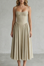 Pleated Midi Women’s Sleeveless Structured Dress