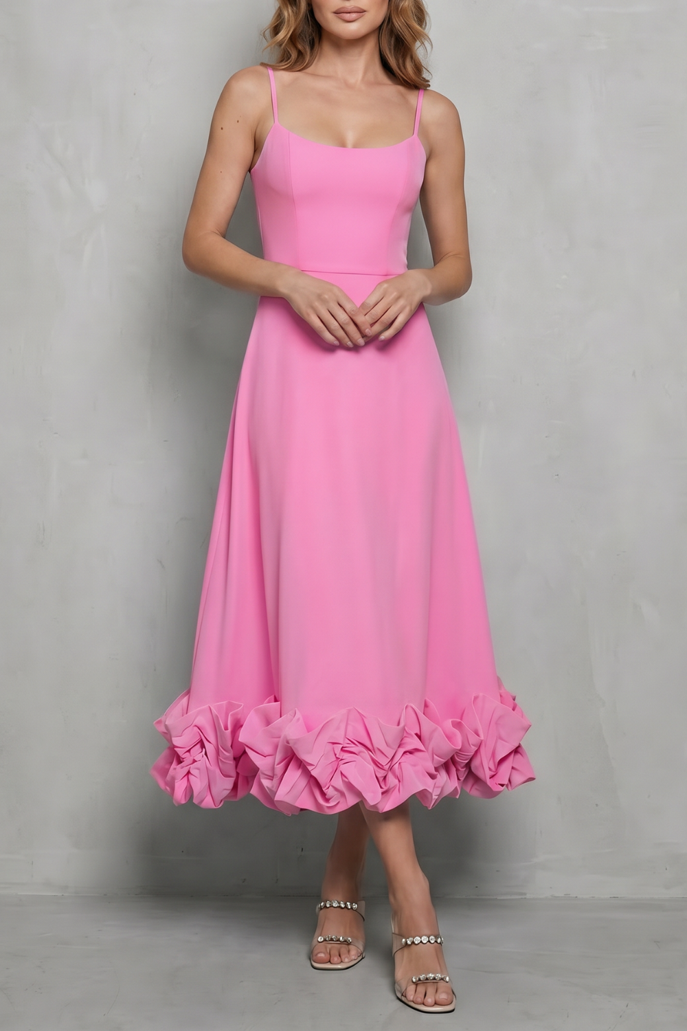 Ruffle Sleeveless Midi Dress