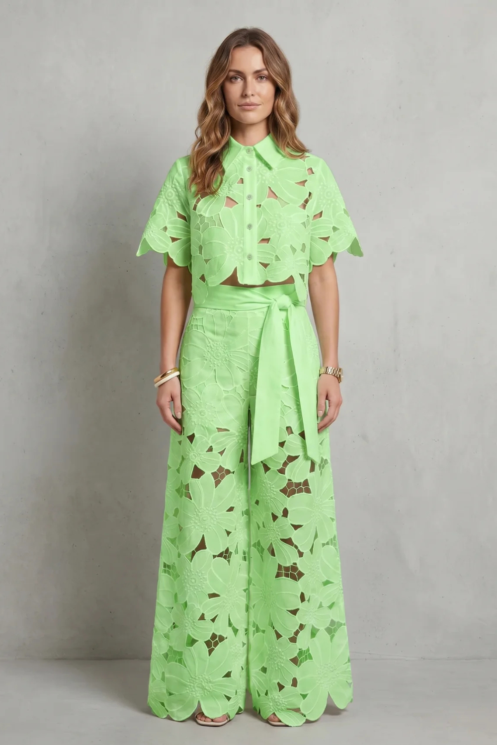 Floral Lace Top And Skirt Set