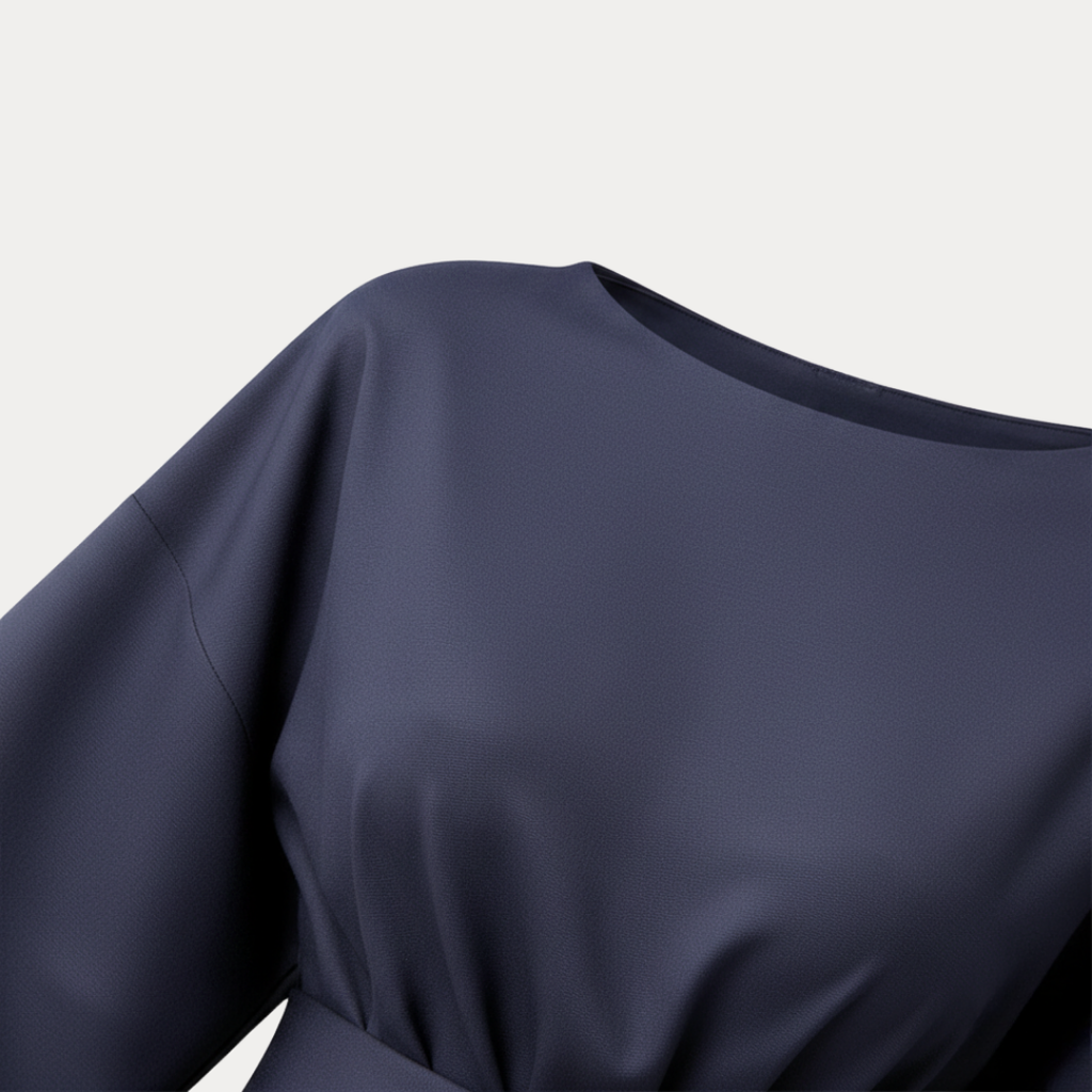 Belted Wide Sleeve Wrap Midi Dress Elegant