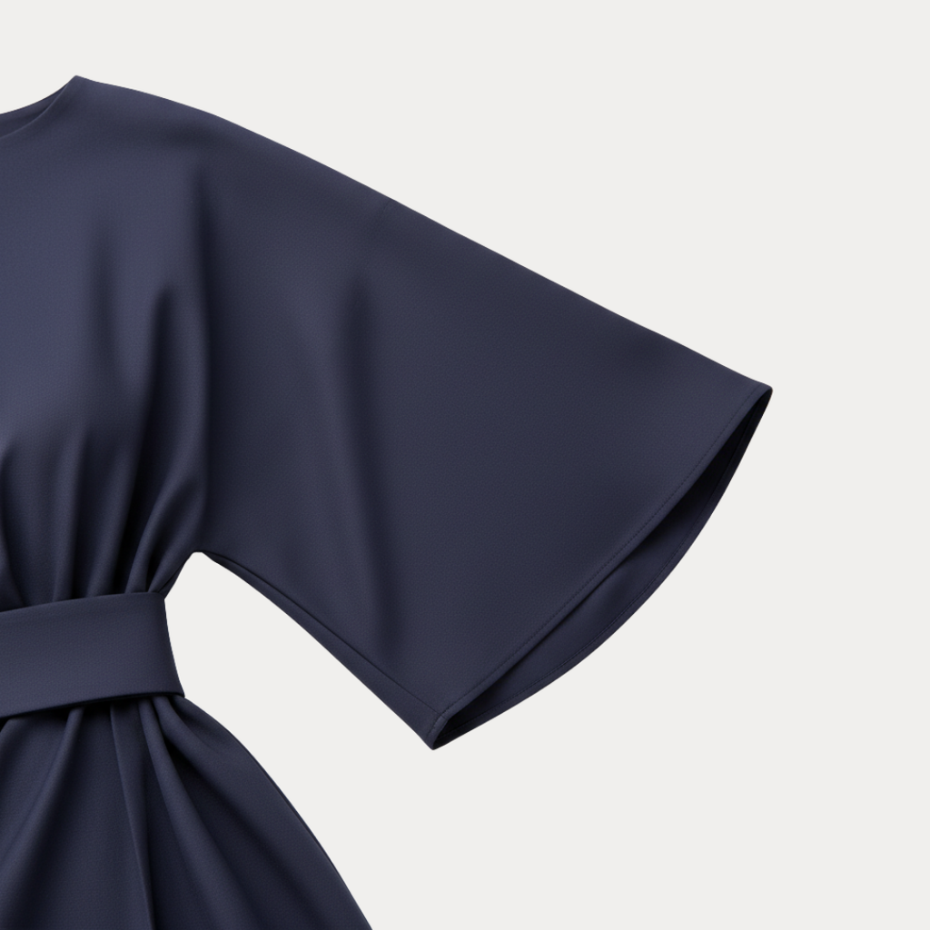 Belted Wide Sleeve Wrap Midi Dress Elegant