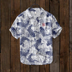 Japanese Art Print Linen Shirt Casual Statement