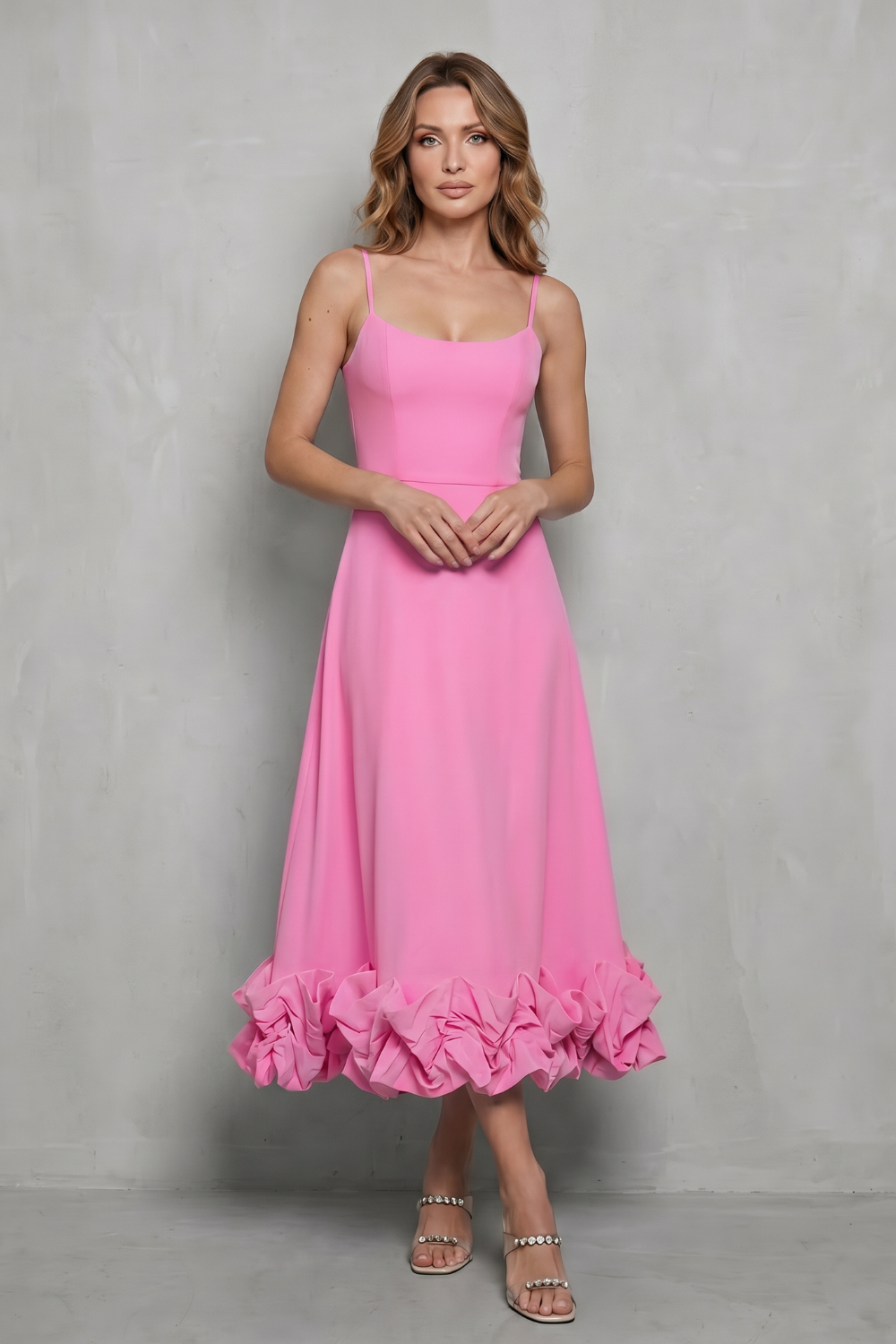 Ruffle Sleeveless Midi Dress