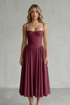 Pleated Midi Women’s Sleeveless Structured Dress