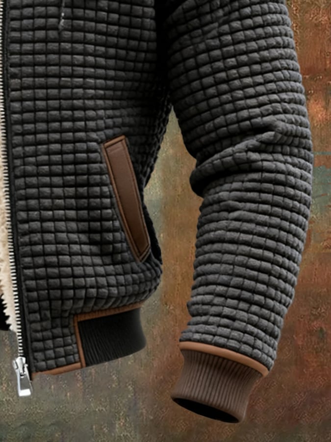 Men's Long Sleeve Quilted Jacket Pockets Casual Everyday