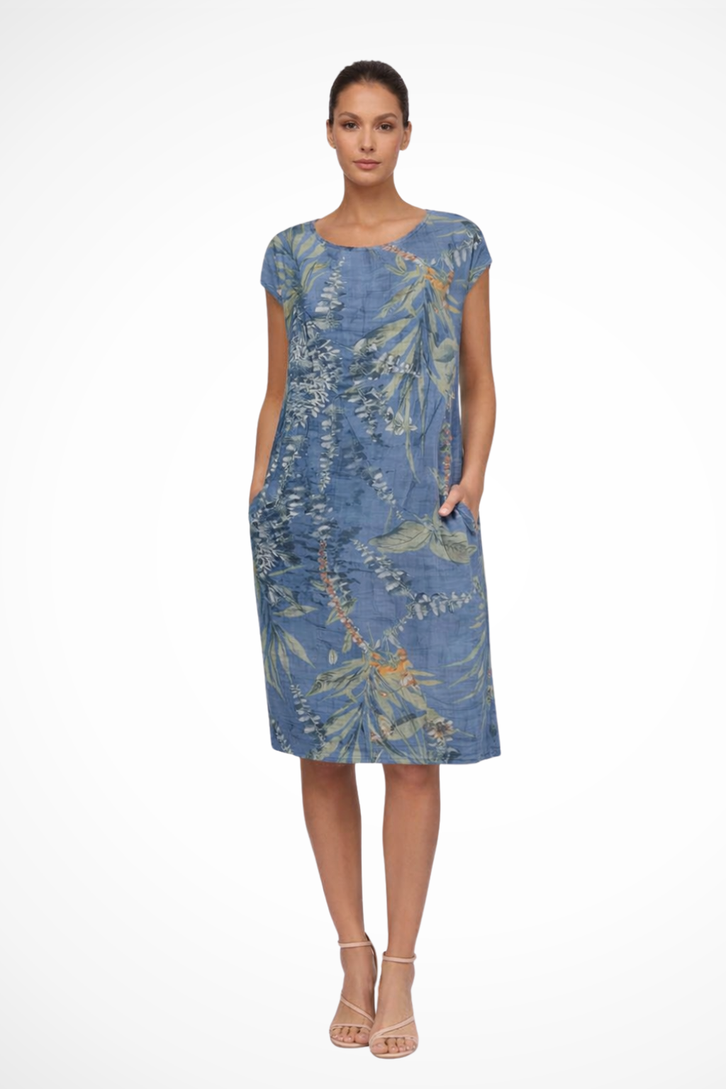 Botanical Print Sleeveless Shift Dress Summer
