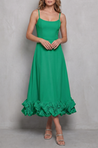 Ruffle Sleeveless Midi Dress
