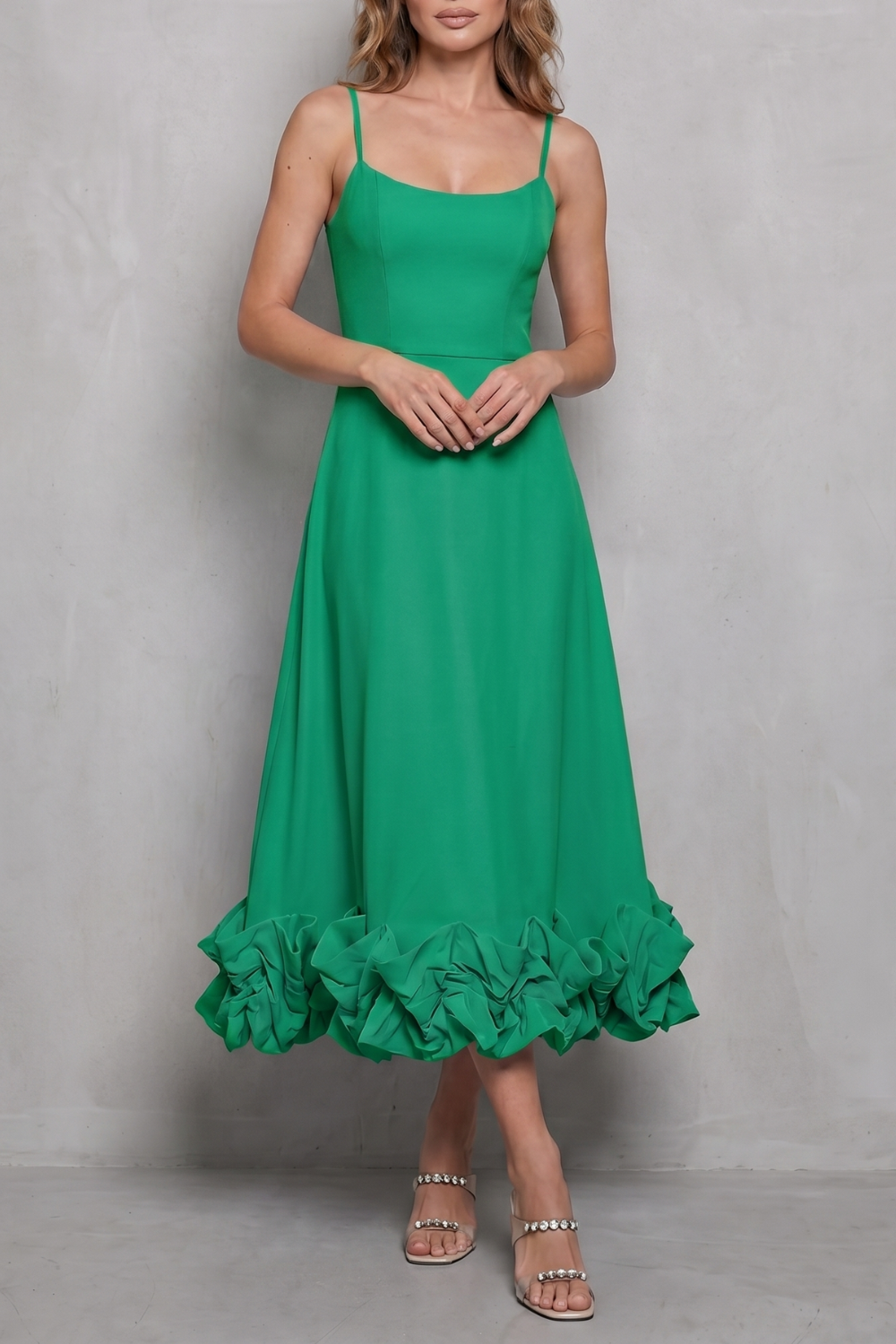 Ruffle Sleeveless Midi Dress