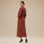 Belted Wide Sleeve Wrap Midi Dress Elegant