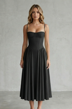 Pleated Midi Women’s Sleeveless Structured Dress