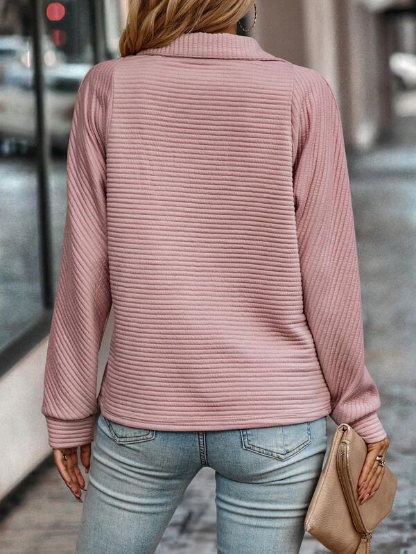 V Neck Jumper Zip Detail Knit Long Sleeve Smart Casual