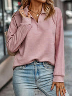 V Neck Jumper Zip Detail Knit Long Sleeve Smart Casual