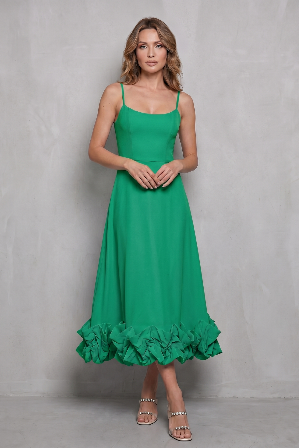 Ruffle Sleeveless Midi Dress