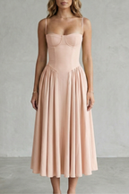 Pleated Midi Women’s Sleeveless Structured Dress