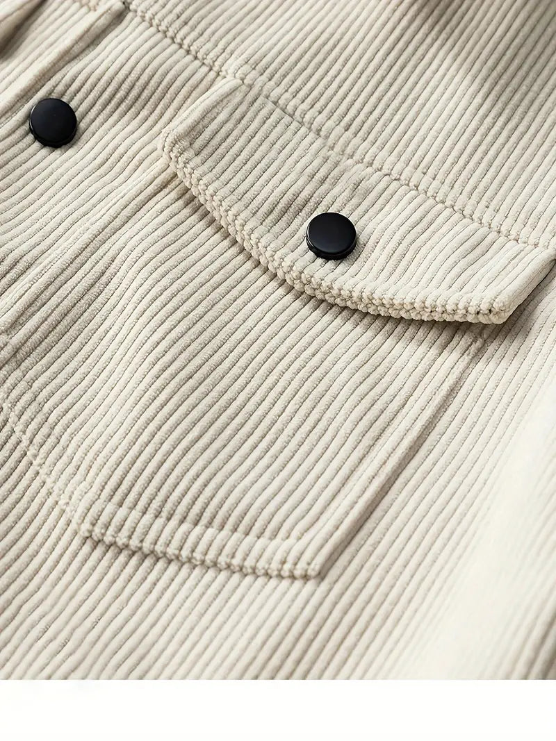 Men's Shirt Jacket Pockets Textured Refined Timeless