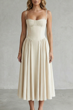 Pleated Midi Women’s Sleeveless Structured Dress