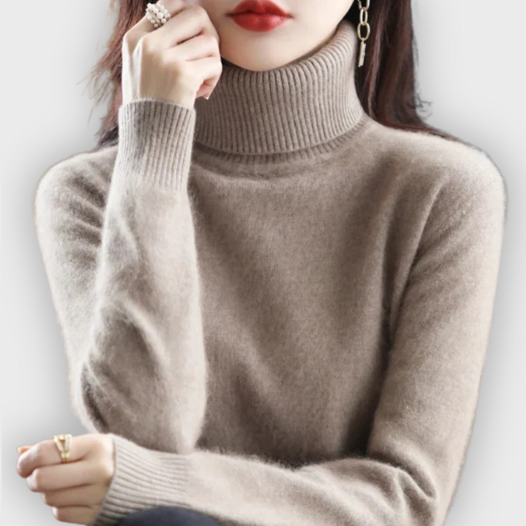Women's Cashmere Roll Neck Sweater Soft Warm Elegant Knitwear