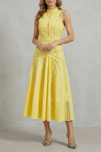 High Neck Sleeveless Elegant Midi Dress