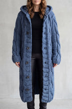 Oversized Knit Hooded Cardigan Coat