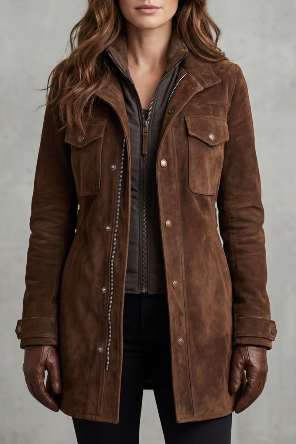 Tailored Suede Longline Coat