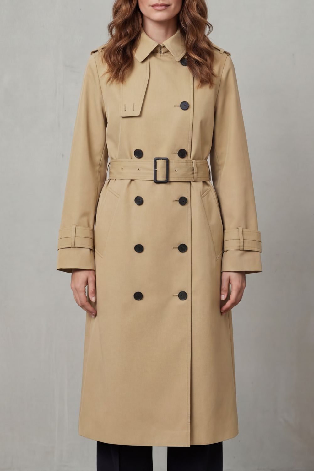 Knee Length Double-Breasted Trench Coat