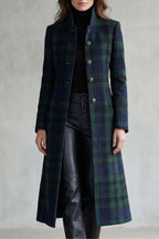 Stand Collar Tailored Wool Blend Coat