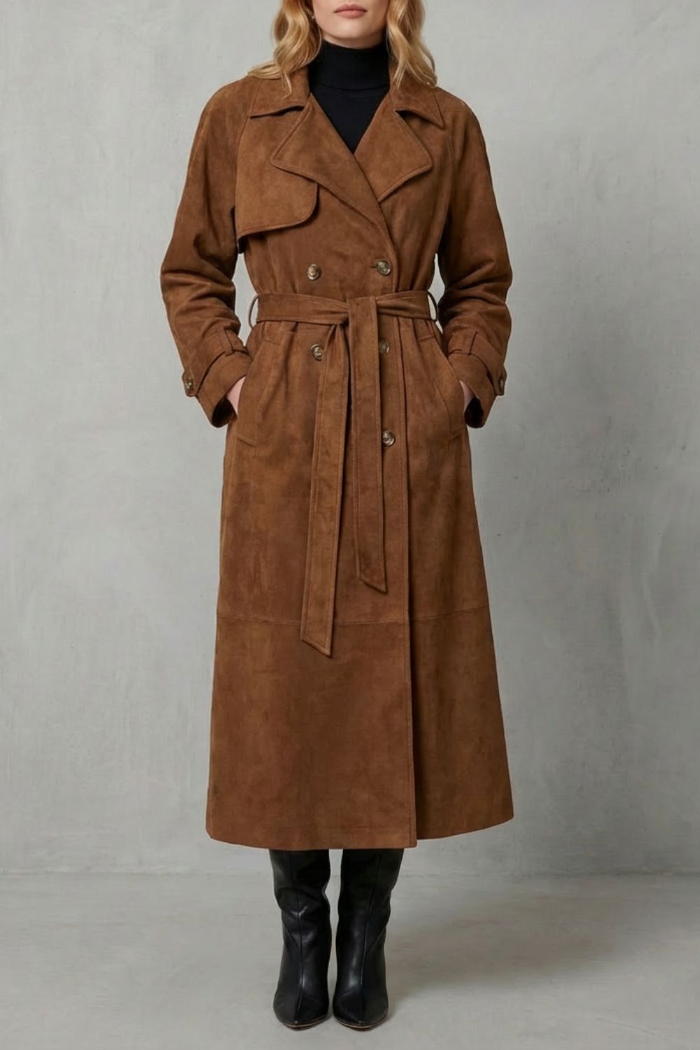 Suede Trench Coat