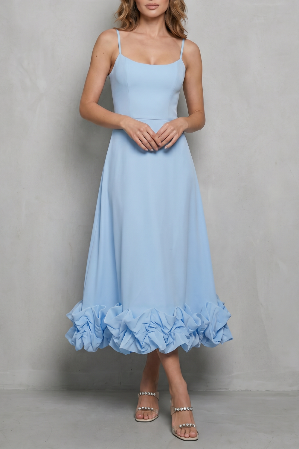 Ruffle Sleeveless Midi Dress