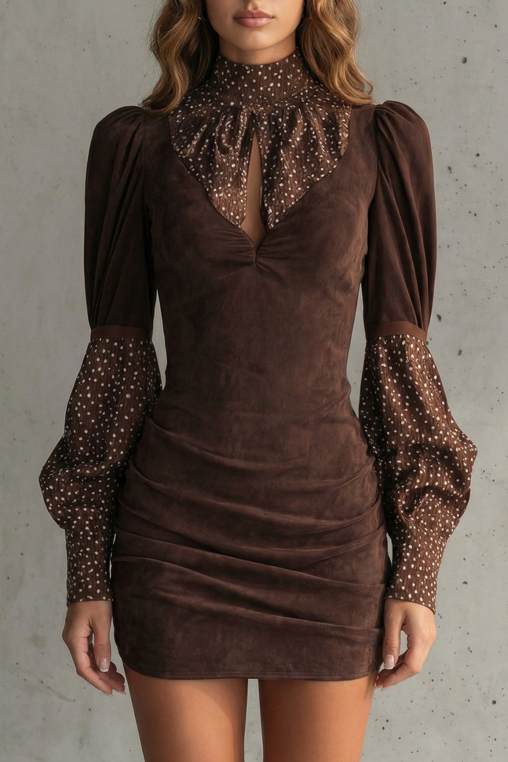 Polka Dot High Neck Mini Dress