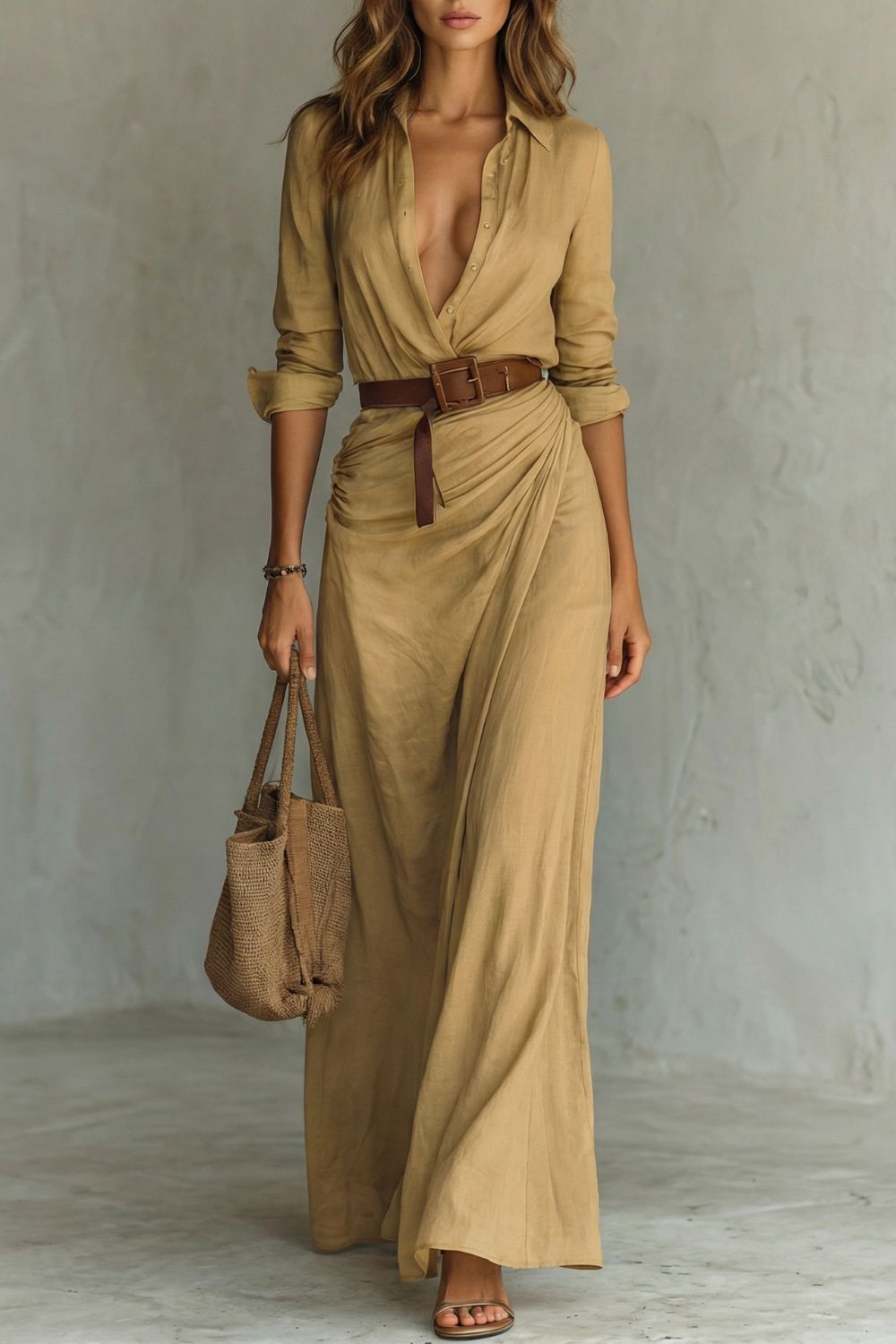 Wrap Belted Maxi Dress