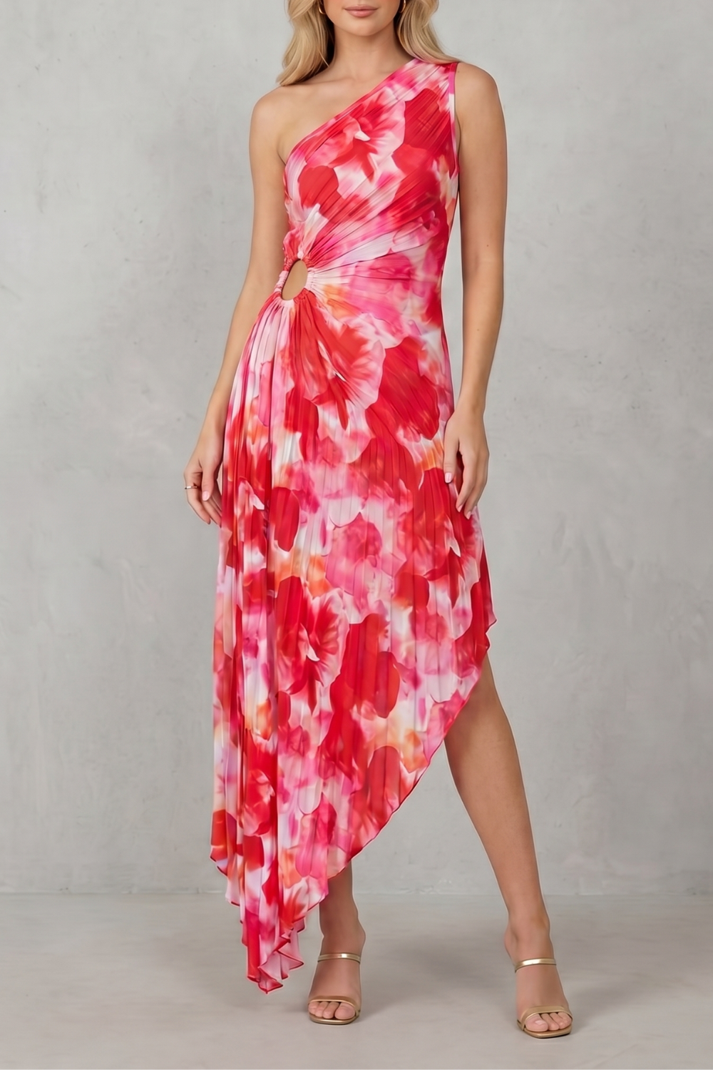 Floral Oversized Women's One-Shoulder Printed Maxi Dress