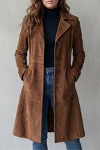Suede Pockets Longline Coat