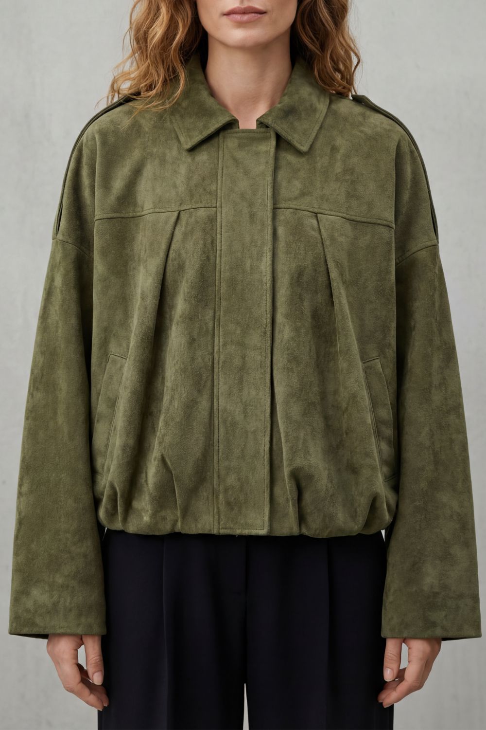 Zip Suede Bomber Jacket
