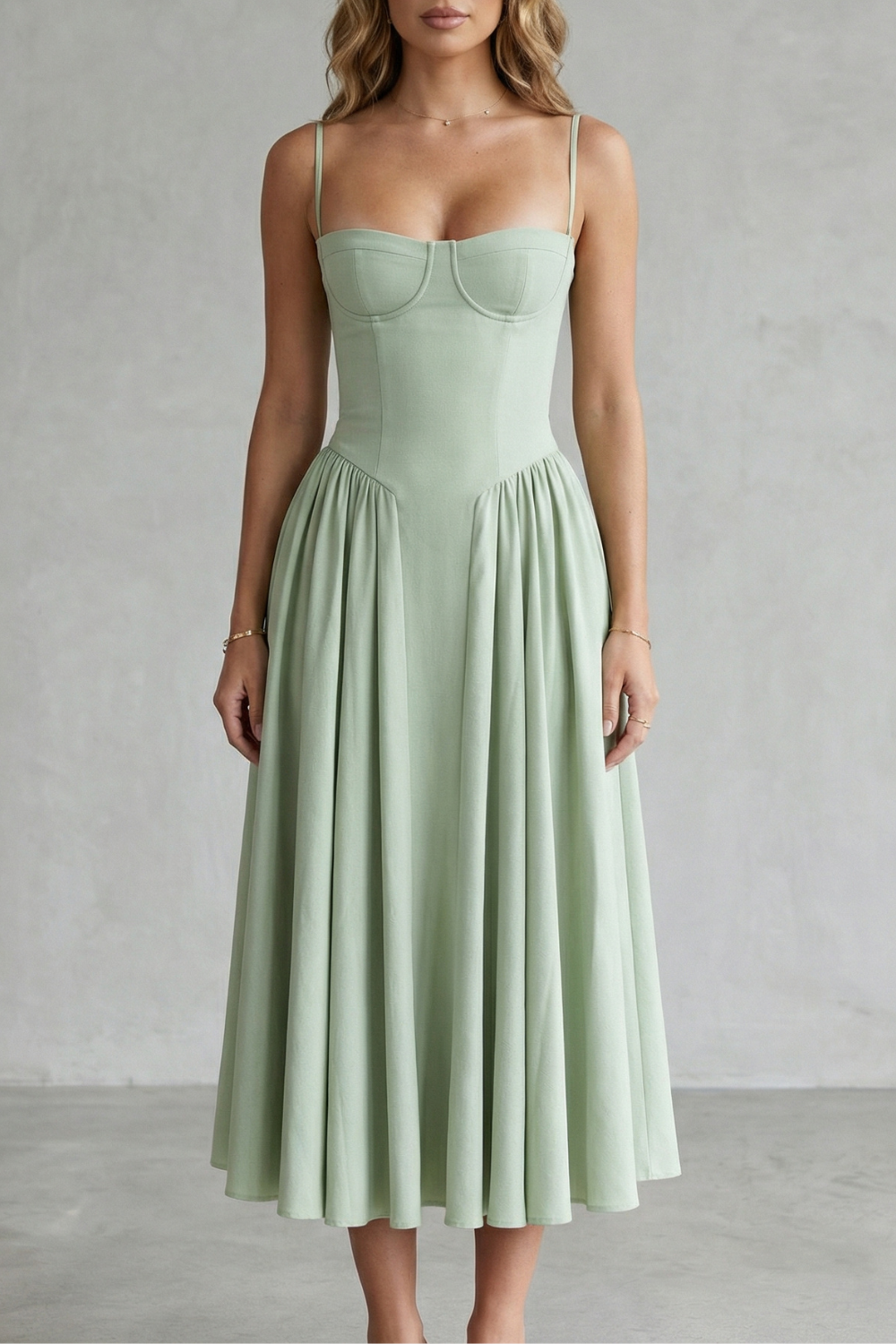 Pleated Midi Women’s Sleeveless Structured Dress